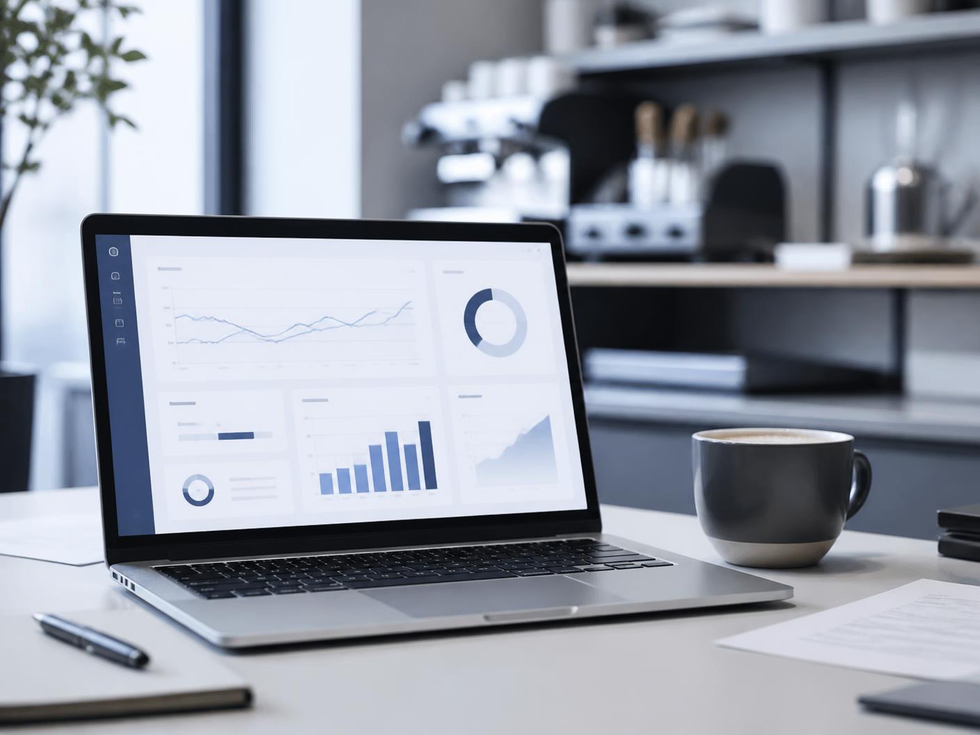 STACKD Studio open on a laptop in a small business back office